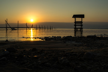Sunrise over the Dead Sea.