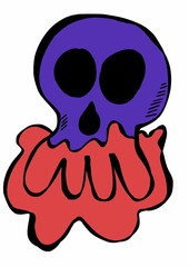 doodle skulls and blood, Happy Halloween