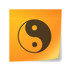 Orange sticky note with a ying yang