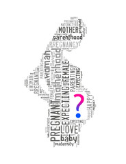 Pregnant woman word cloud with question mark