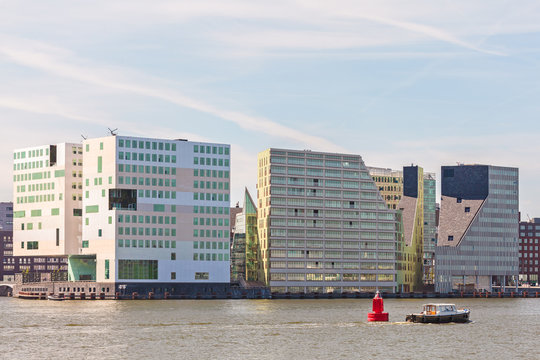 Contemporary office buildings in Amsterdam center