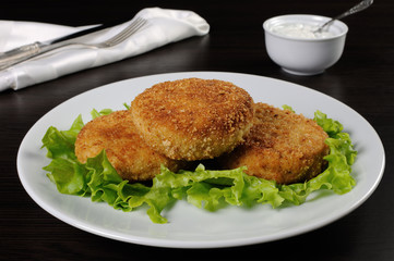 Chicken cutlets in breadcrumbs