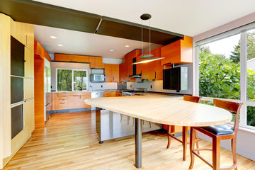 Modern bright orange kitchen room