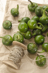 green cherry peppers prepare to dry