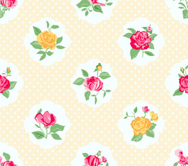 Shabby Chic Rose Pattern and seamless background.