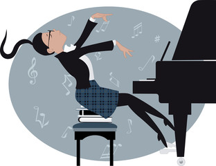 Young girl playing a piano © aleutie