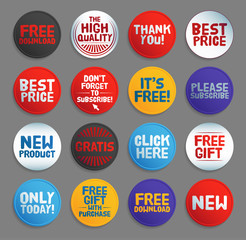 Promo stickers and buttons. EPS10.