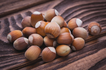 hazelnut on a wooden table