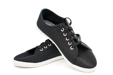 black sports shoes