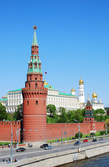 Fototapeta premium Moscow Kremlin tower decorated by a ruby star.