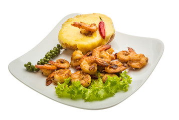 Garlic shrimps with potato