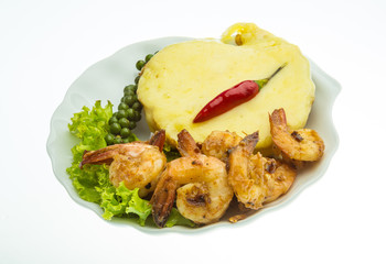 Garlic shrimps with potato
