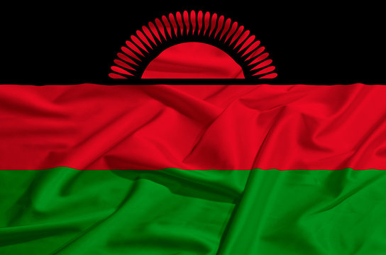 Malawi flag on a silk drape waving