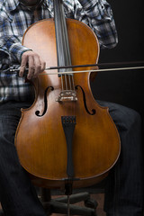 Detail of violin being played by a musician