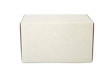 Closed cardboard box isolated on white background