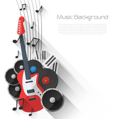 Vector Music Background in Flat style design