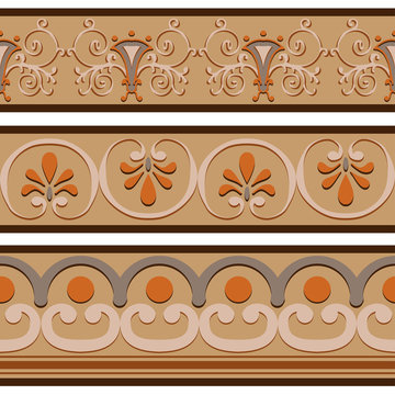 Set of ancient Roman ornaments  border patterns.