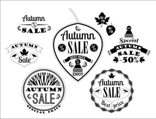 Set of Autumn Sale Labels and Signs