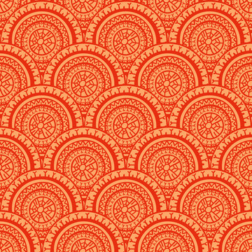 red and orange round patterns