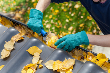 Cleaning gutters from leaves © Photographee.eu