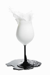 splas milk in wine glass - 69396682