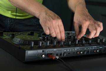 Dj mixer closeup portrait