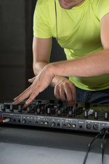 Dj mixer closeup portrait