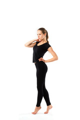 isolated woman wearing sportswear over white background