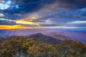 Autumn Sunset in Blue Ridge Mountains