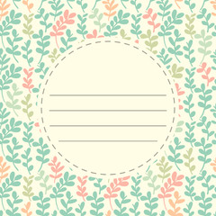 Seamless leaves pattern with frame label