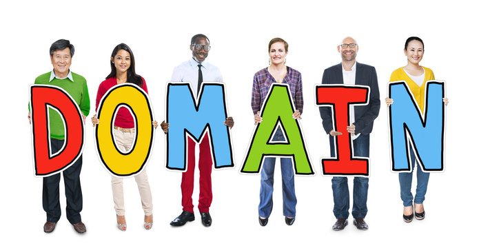 DIverse People Holding Text Domain