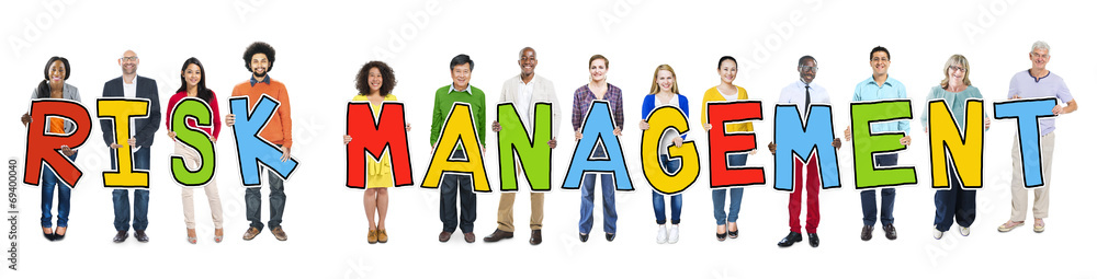 Wall mural Diverse Group of People Holding Text Risk Management - Wall murals