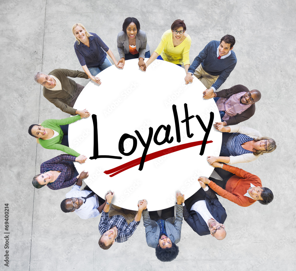 Sticker Group of People Holding Hands with Letter Loyalty - Stickers