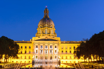 The Alberta Legislature Building, Edmonton, Canada, at dusk