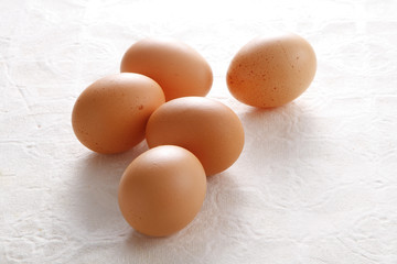 five egg on white paper