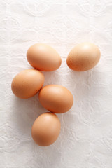 five egg on white paper
