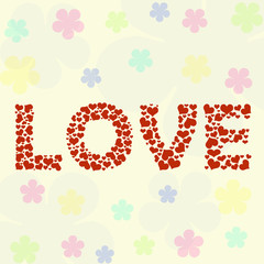Love wording made from red heart shape