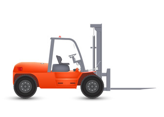 Forklift vector illustration design isolated on white background. May called fork truck or lift truck. Elevator machine equipment or vehicle for warehouse, factory i.e. lift up, raise and delivery.