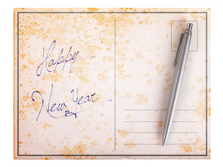 Old paper postcard - Happy new year