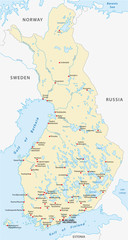 finnland karte, städte in finnischer und schwedischer sprache