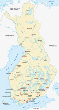 finnland karte, städte in finnischer und schwedischer sprache