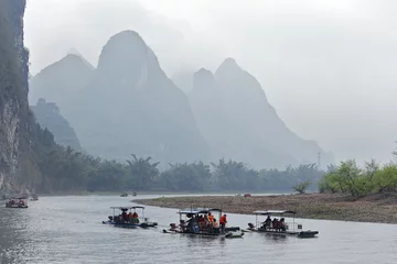 Foto op Canvas Li River scenery sight with fog in spring, Guilin, China © cchfoto