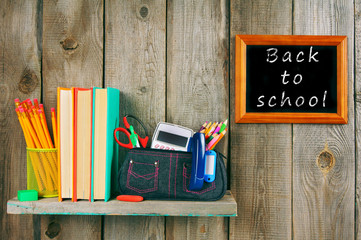 Back to school. Books and school tools .