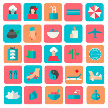 Spa and beauty  icons in flat style, vector illustration
