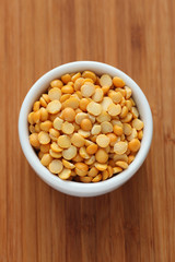 Split yellow peas in a bowl