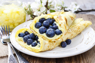 Crepes with blueberries