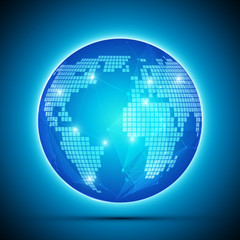 Blue Global Network Globe Vector Background