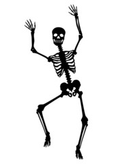 Menschliches Skelett, tanzend, Tanz, lachen, schwarz, Vektor