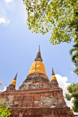 Naklejka premium Old Pagoda on blue sky background