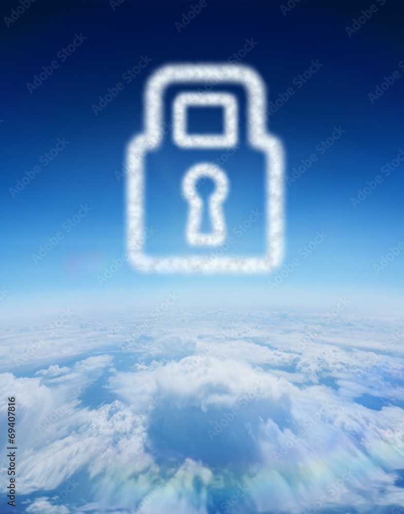 Poster Composite image of cloud in shape of lock